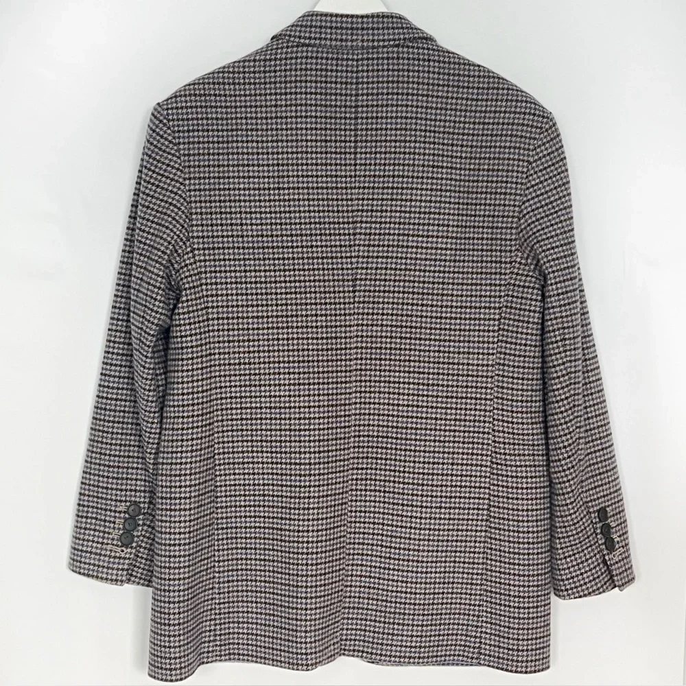 Everlane 80s Oversized Blazer Wool Houndstooth Brown Blue Size 2 NWOT - Picture 8 of 12